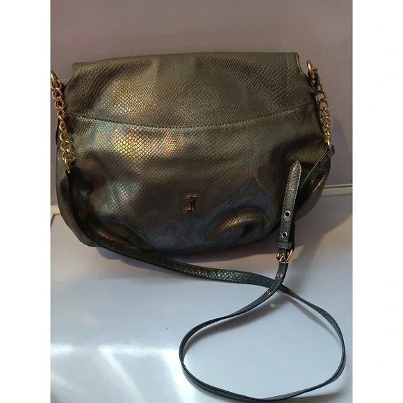 Vinage Juicy Couture‎ Metallic Snake Embossed Crossbody Shoulder Bag Gold Chain - Picture 12 of 12